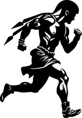 Swift Stride Sentinel Running Warrior Symbol Speedy Spartan Sprint Gladiator Icon Vector