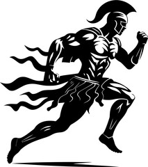 Swift Spartan Stride Warrior Sprint Vector Logo Rapid Gladiator Rush Running Gladiator Icon Design