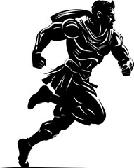 Obraz premium Swift Spartan Sprinter Warrior Vector Symbol Digital Orchard Server Farm Emblem