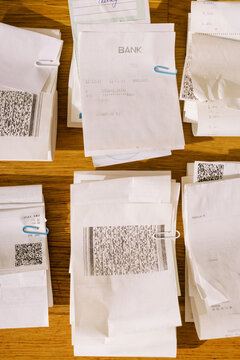  business receipts on the table