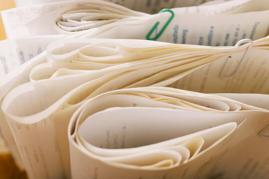  business receipts in closeup