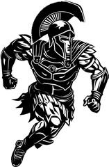 Velocity Vanguard Running Gladiator Icon Speedy Centurion Warrior Vector Logo