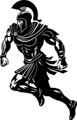 Sprinting Sentinel Gladiator Emblem Design Rapid Runners Resolve Running Warrior Icon