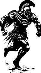 Fototapeta na wymiar Racing Roman Running Gladiator Icon Fast paced Fighter Warrior Vector Logo