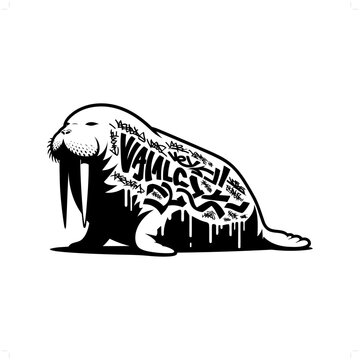 recommend clip art: walrus silhouette, animal graffiti tag, hip hop, street art typography illustration.