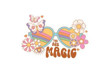 You are magic, Retro Flower Quote Sublimation 