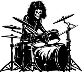 Groovy Ghost Drummer Icon Design Skeletal Serenade Skeleton Drummer Symbol