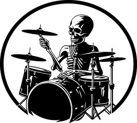 Death Drummer Skeleton Drummer Vector Phantom Percussionist Rock Musician Logo