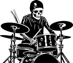 Rhythmic Remains Drummer Vector Logo Skeletal Syncopation Musician Drummer Symbol