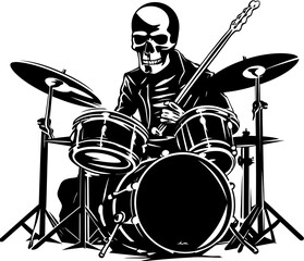 Rattling Rhythms Rock Musician Drummer Marrow Melodies Skeleton Drummer Emblem