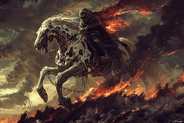 pale horse of the apocalypse eerie illustration inspired by revelation 68