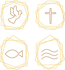Taufsymbole mit geometrischem Rahmen