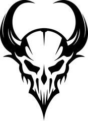 Infernal Insignia Skull Horn Design Demonic Emblem Horned Skull Vector