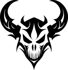 Fototapeta premium Sinister Horns Skull Vector Design Inferno Impaler Horned Skull Icon