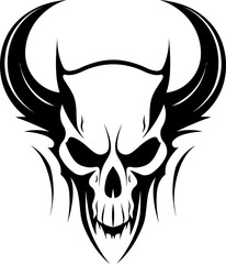 Demonic Designation Skull Icon Emblem Infernal Inspiration Horned Skull Symbol