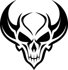 Devilish Dominance Skull Logo Emblem Infernos Intensity Horned Skull Symbol