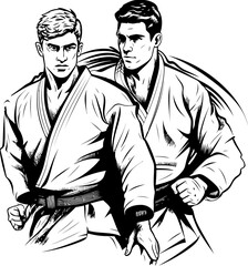 Yin Yang Yin Vector Design Logo Twin Titans Martial Artist Icon Design