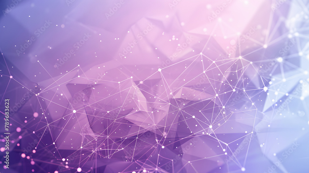 Poster abstract pyramidal form with low poly tech and digital connections in indigo. violet
