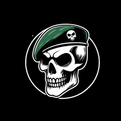 Fototapeta premium illustration design logo a skull army beret