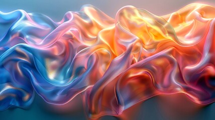 Obraz premium 抽象的な虹色の絹の波の背景テクスチャ