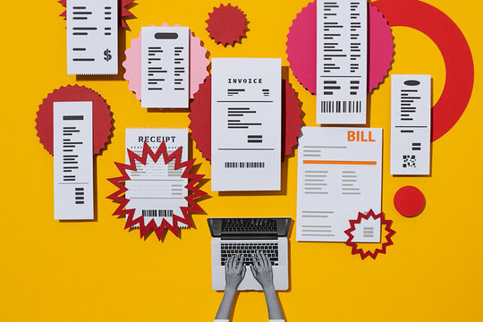 Receipts and laptop