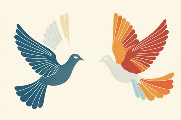 Simple yet elegant illustration of two doves in flight, symbolizing peace and harmony
