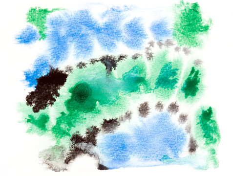 Blue, black and green watercolor background
