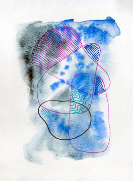 blue black and pink watercolor art