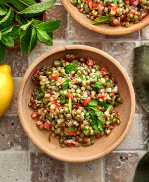 Green lentil salad.