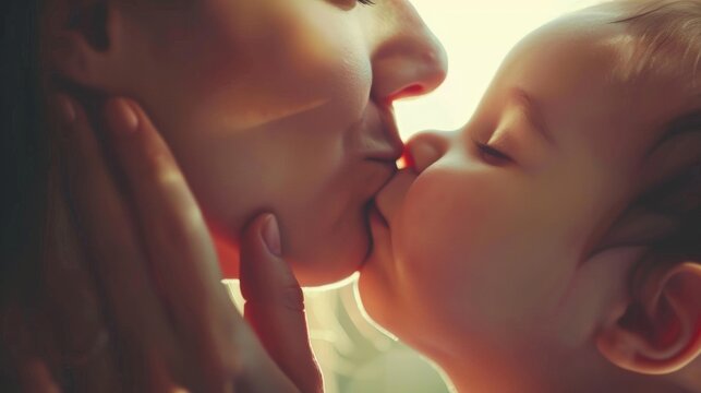The gentle caress of a mothers hand against her childs cheek highlights the tenderness and love present in a dance between parent and child. .