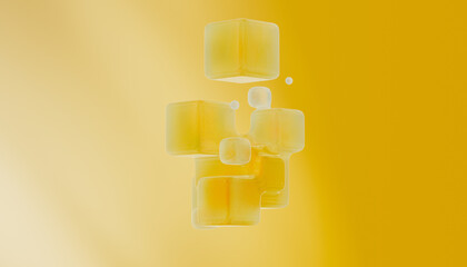 Yellow ice cubes abstract figure