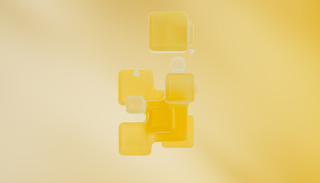 Yellow ice cubes abstract figure