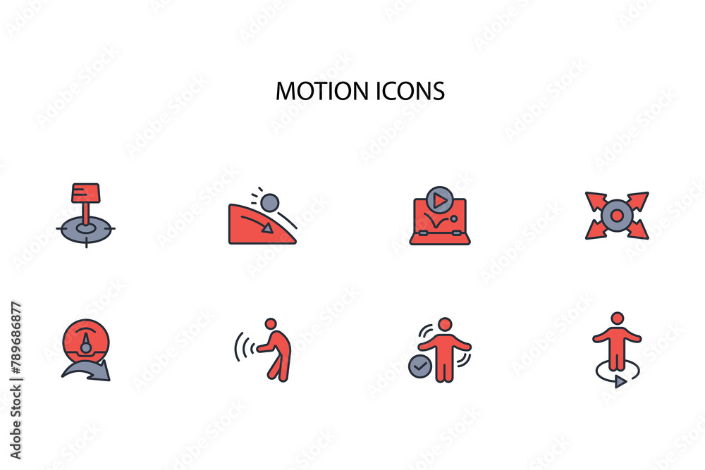 Poster motion icon set.vector.editable stroke.linear style sign for use web design,logo.symbol illustration