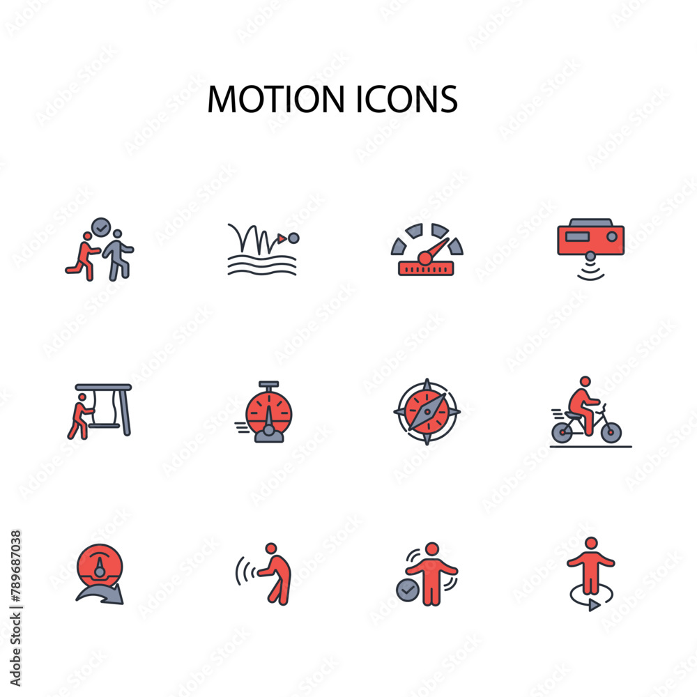 Poster motion icon set.vector.editable stroke.linear style sign for use web design,logo.symbol illustration