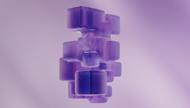 Lilac ice cubes abstract figure