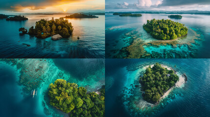 tropical island collage