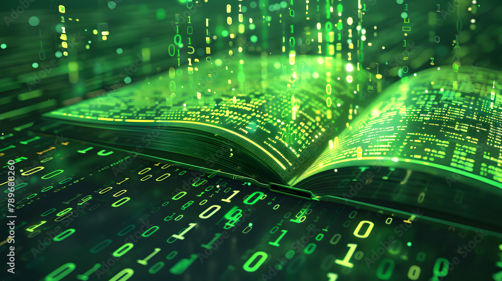 Poster digital book icon with data and internet technology background for e-learning. web design or digital
