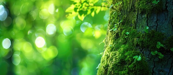 Fototapeta premium green moss on tree in forest