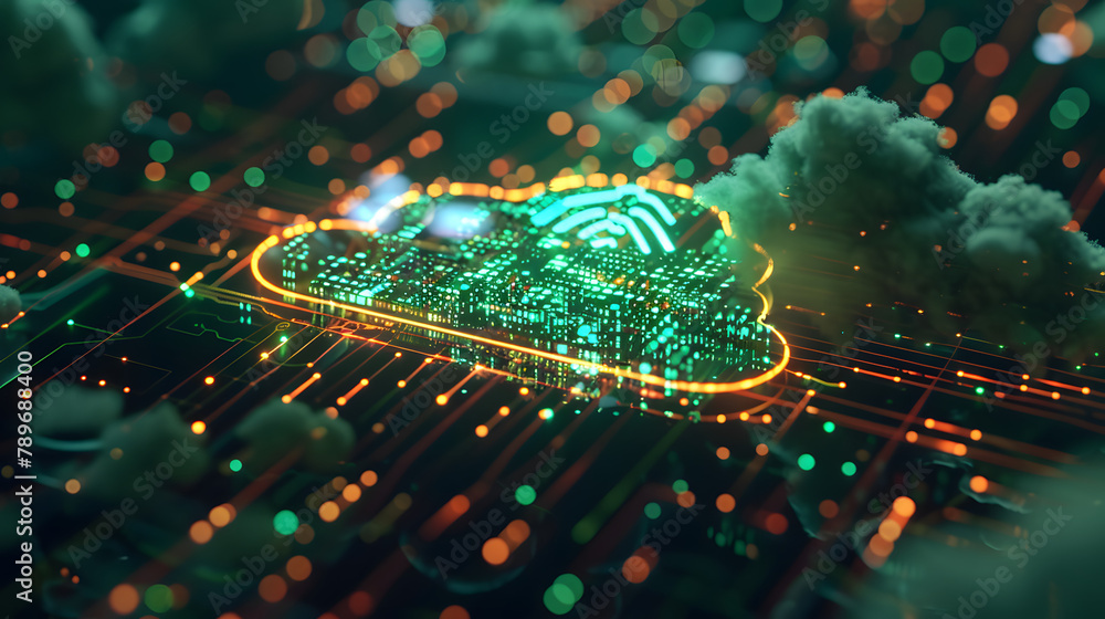 Aufkleber digital cloud storage symbol with data and internet technology background for cloud computing. web d