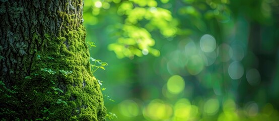 green moss on tree in forest