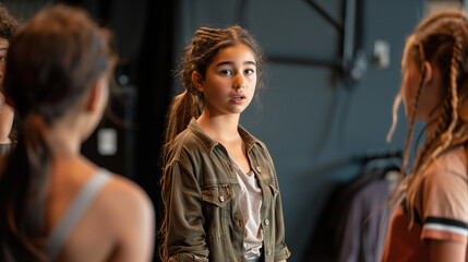 Obraz premium some young teen teenager actress and actors on a theatre rehearsal