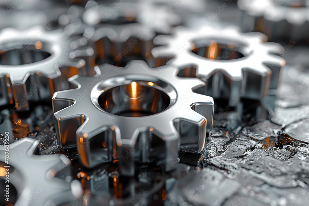 Poster a visual metaphor of gears turning in harmony, representing the synergy of individual contributions.