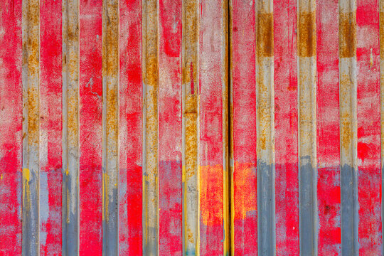 Colorful painted corrugated wall
