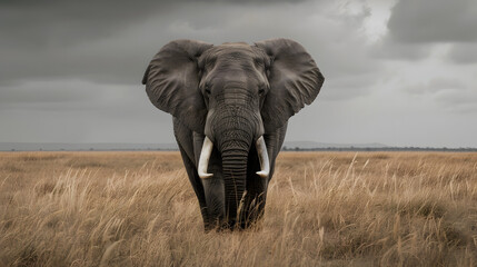 Impressive elephant. full body - obrazy, fototapety, plakaty