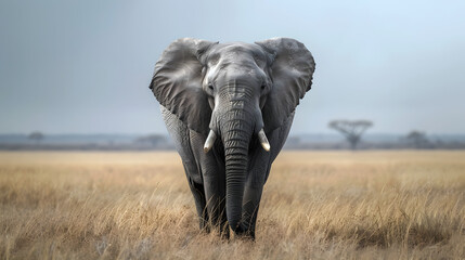 Impressive elephant. full body - obrazy, fototapety, plakaty