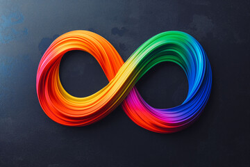 World autism awareness day background. Rainbow colored infinity symbol of autism disorder, adhd, neurodiversity
