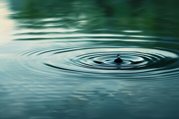 Naklejka na ściany i meble : A solitary droplet impacting the surface of a still pond.