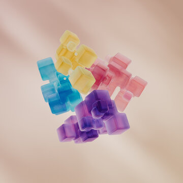 Colorful ice cubes abstract figure