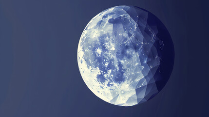 Polygonal moon image. geometric style