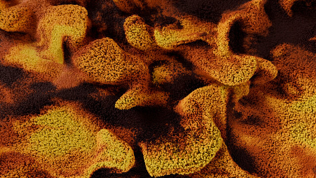 Abstract 3D render of flowing fire particles